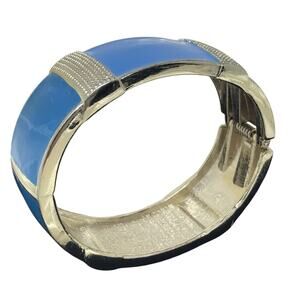 Vintage Bangle Bracelet Silver-Turquoise-Tone